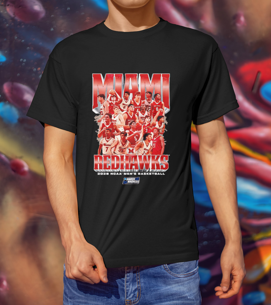 Miami RedHawks Basketball NCAA March Madness 2026 Team Collage T-Shirt