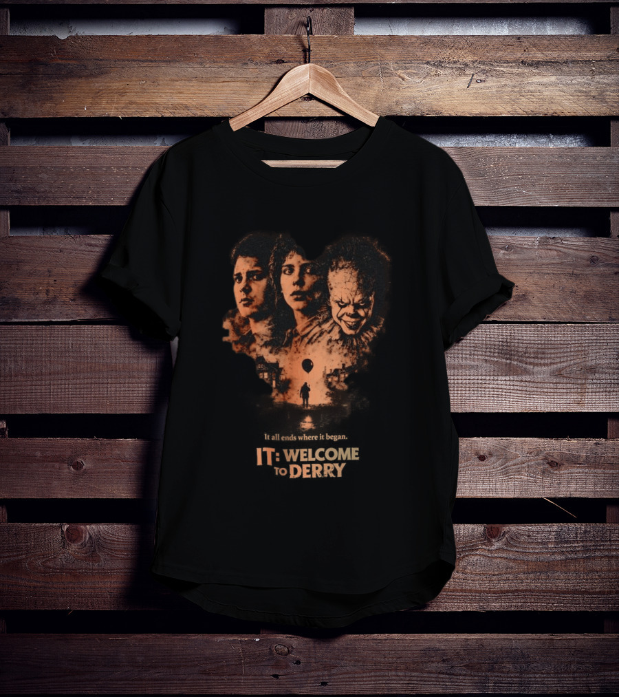It All Ends Where It Began Welcome To Derry Floating Balloon And Eerie Town T-Shirt
