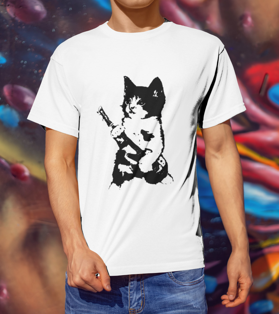 Rockstar Kitten Cat Playing Guitar Feline Musician T-Shirt