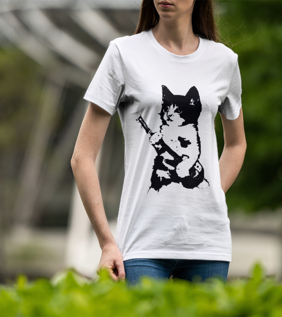 Rockstar Kitten Cat Playing Guitar Feline Musician T-Shirt