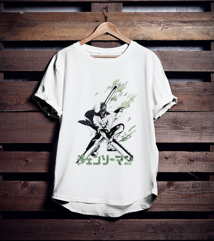 Chainsaw Man Katana Duel Anime Flames Japanese T-Shirt