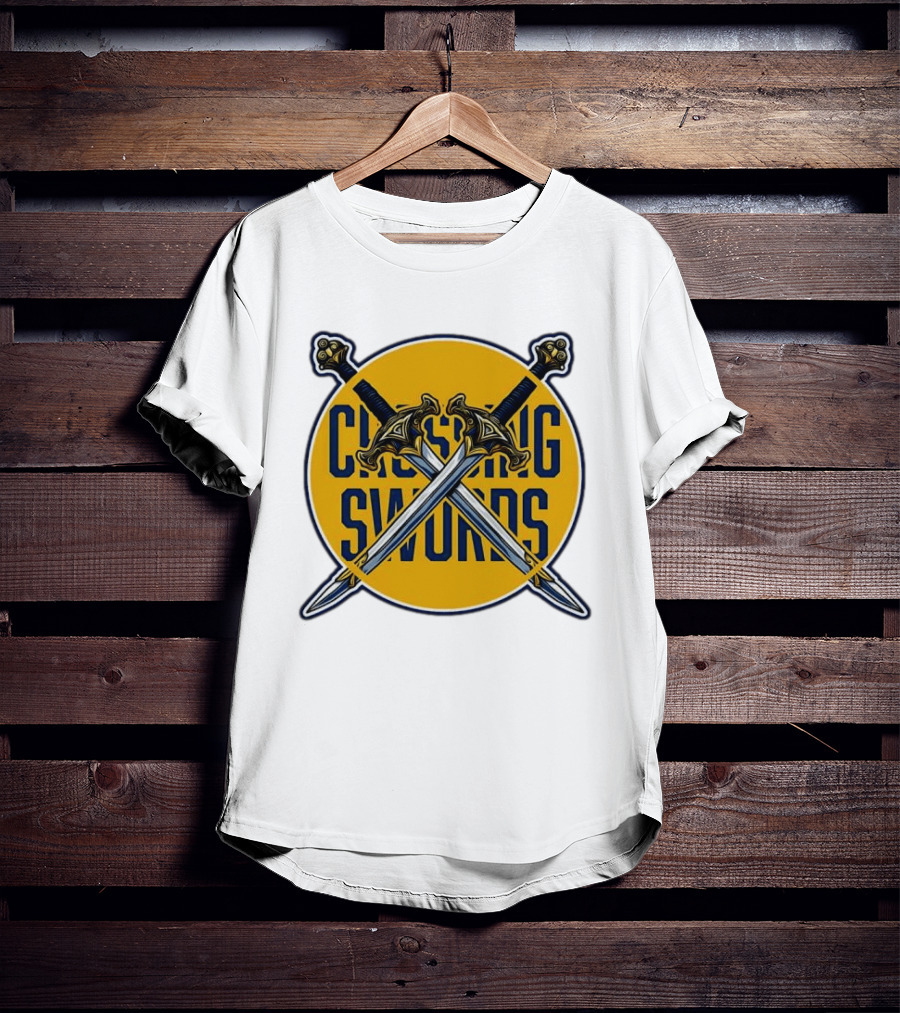 Crossing Swords Podcast Emblem Medieval Sword T-Shirt