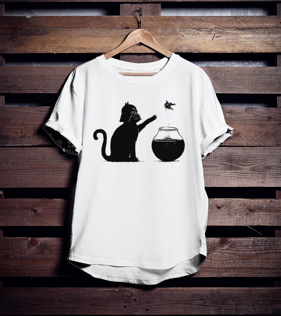 Darth Cat Uses Force On Fish Bowl Star Wars T-Shirt