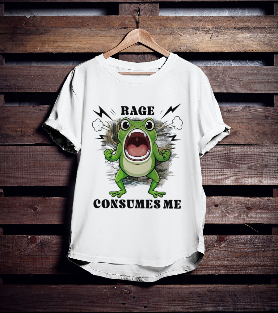 Rage Consumes Me Grumpy Frog Scream Meme T-Shirt