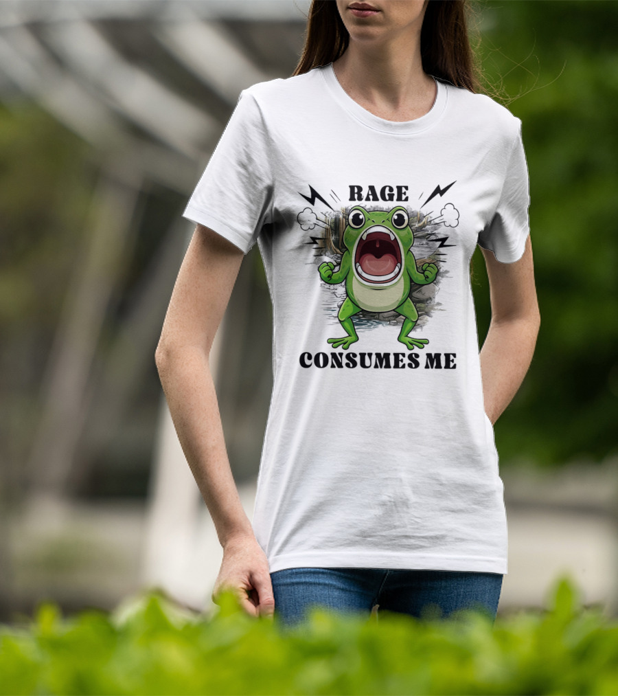 Rage Consumes Me Grumpy Frog Scream Meme T-Shirt