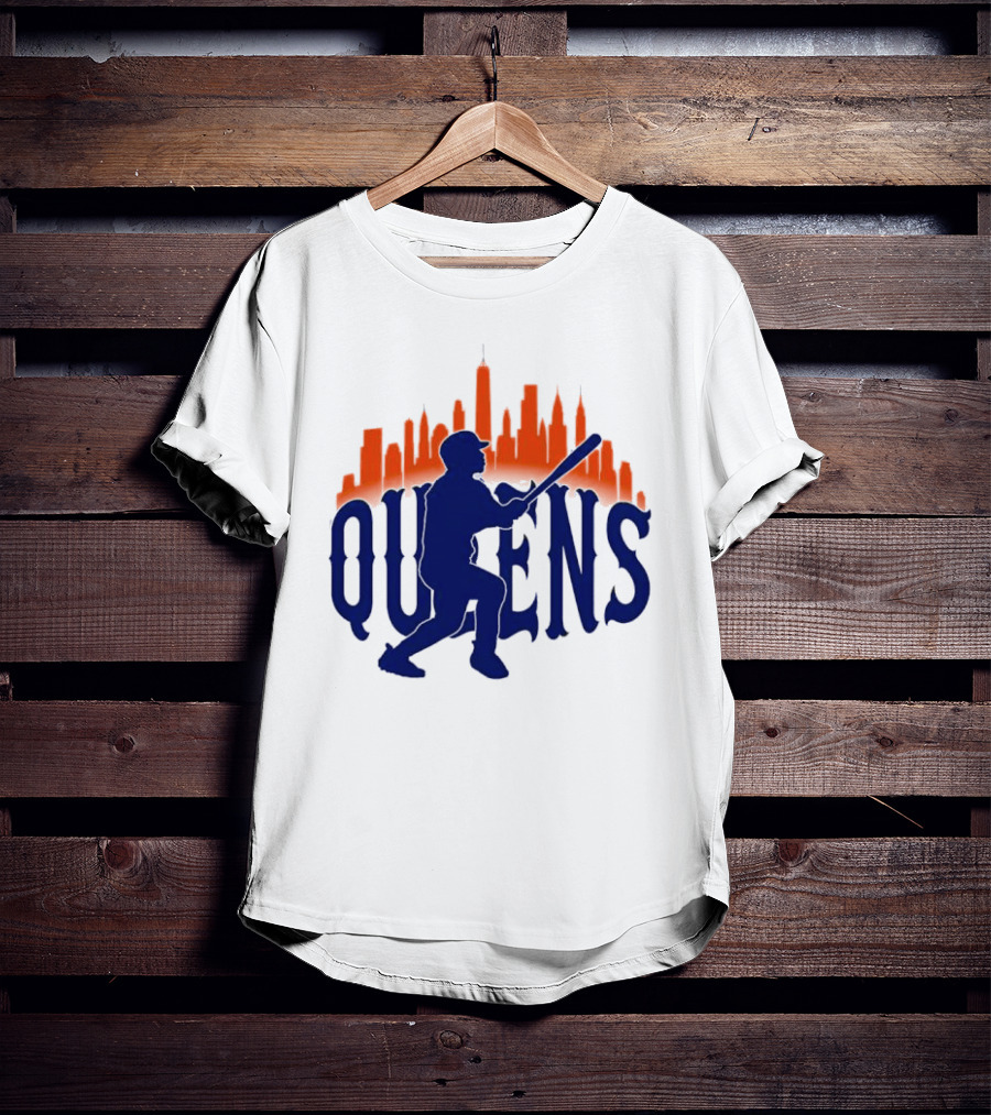 New York Mets Queens Baseball Skyline MLB T-Shirt