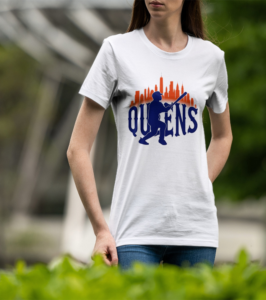 New York Mets Queens Baseball Skyline MLB T-Shirt