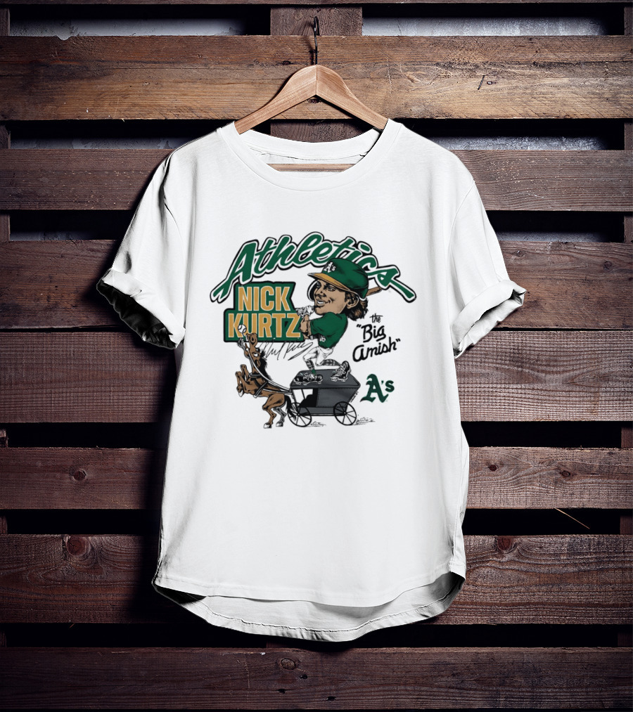 Nick Kurtz 16 Athletics Baseball The Big Amish Cartoon AS T-Shirt