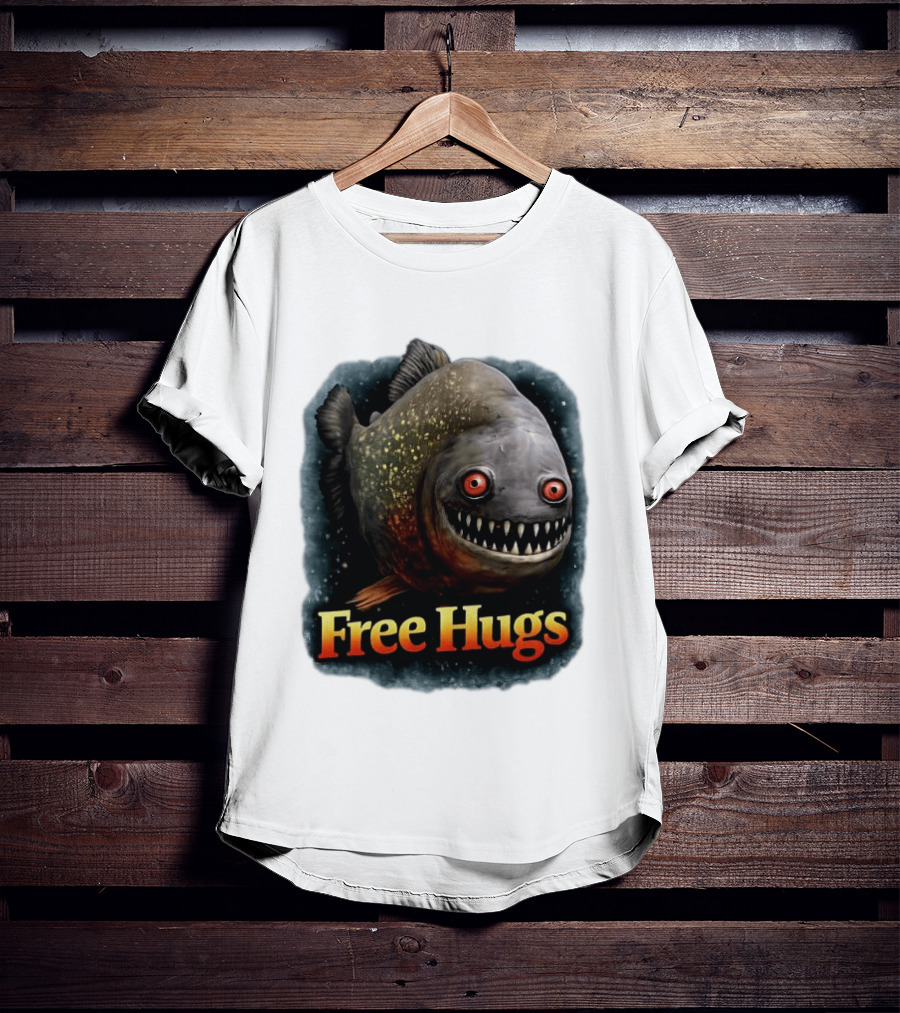 Piranha Free Hugs Creepy Fish Joke T-Shirt