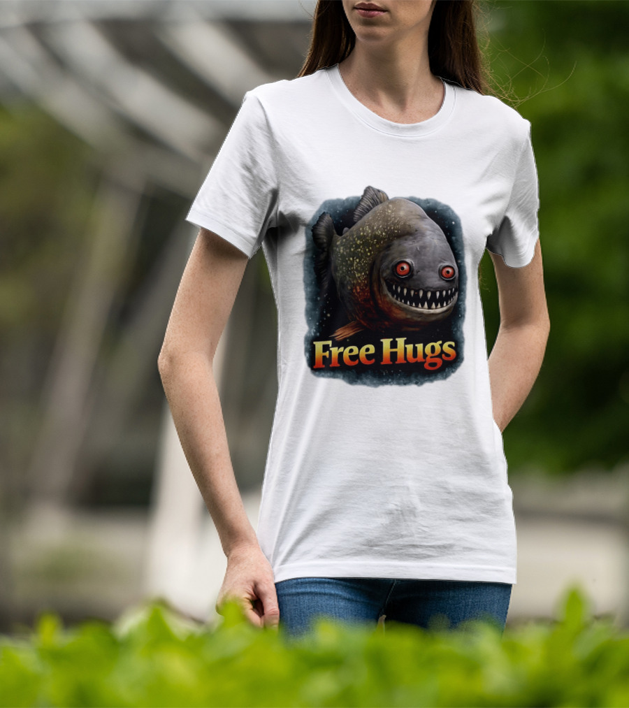Piranha Free Hugs Creepy Fish Joke T-Shirt