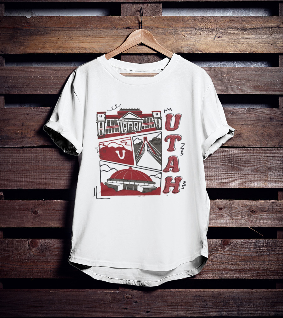 Utah Utes Campus Landmarks Huntsman Center Graphic Red T-Shirt