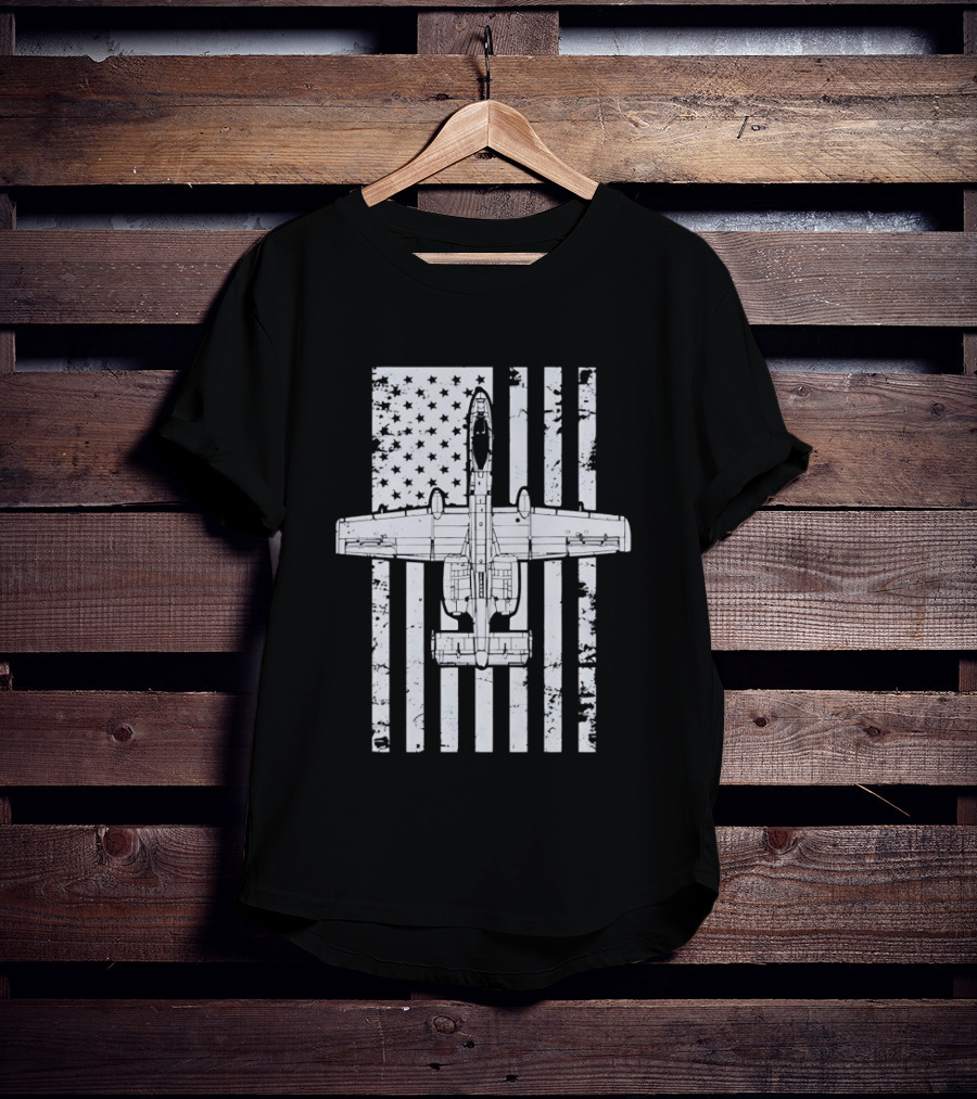 A 10 Warthog American Flag Distressed T-Shirt