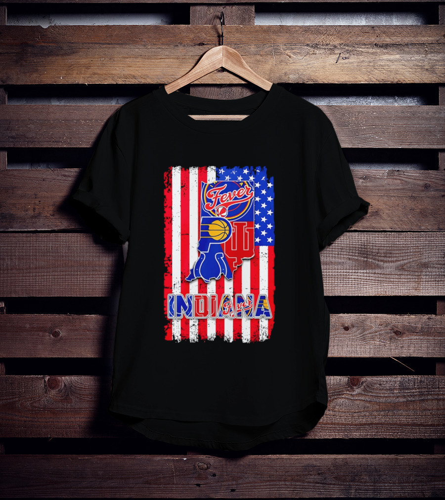 Indiana Fever Pacers Hoosiers American Flag T-Shirt