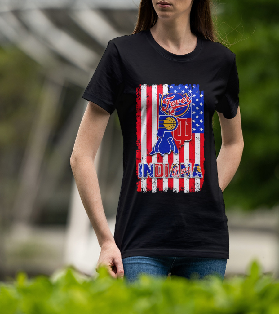 Indiana Fever Pacers Hoosiers American Flag T-Shirt
