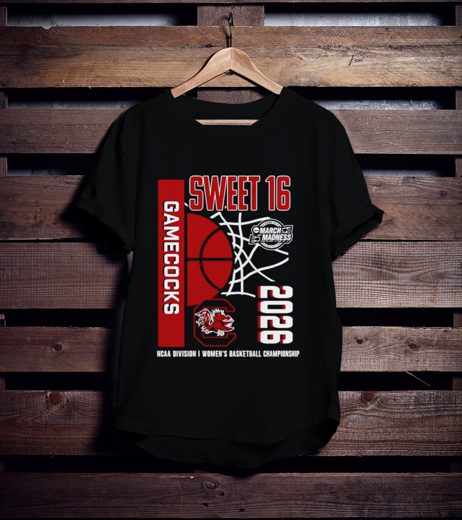 South Carolina Gamecocks 2026 NCAA Division I Women's Basketball Championship March Madness Sweet 16 T-Shirt