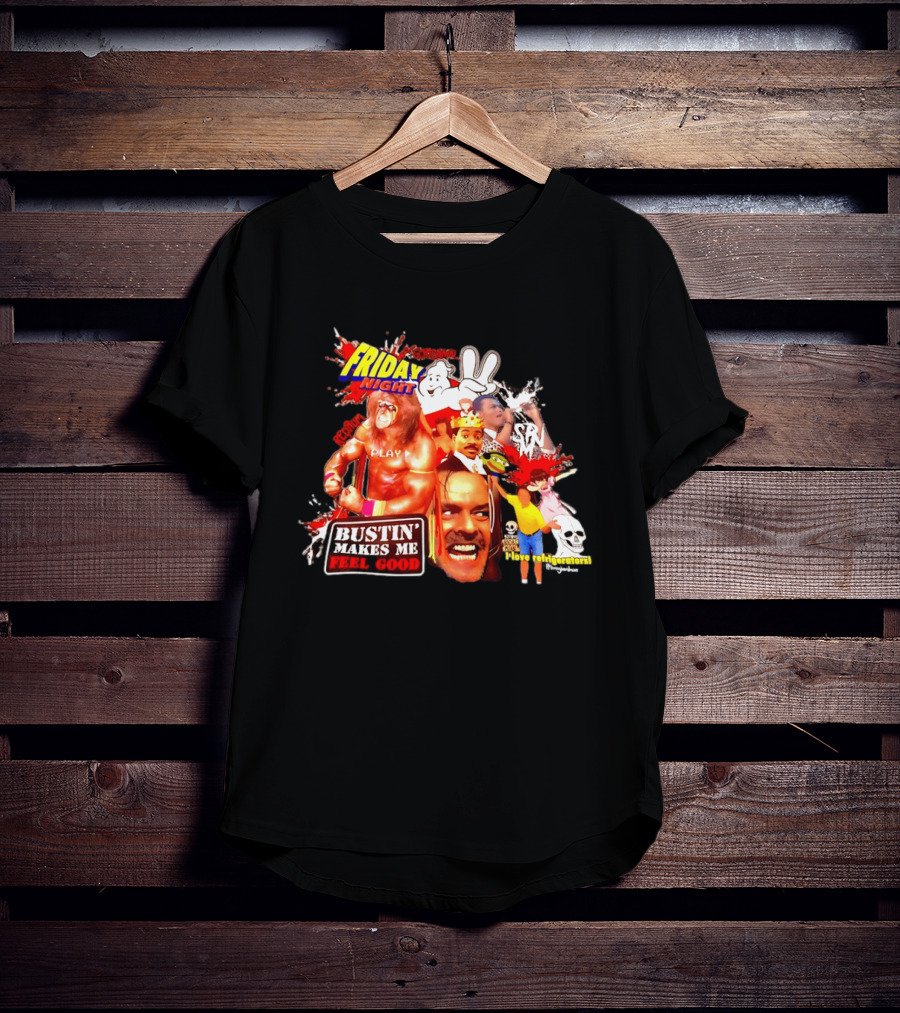 Friday Night Spook Man Bustin' Makes Me Feel Good Skeleton Lovers Retro Stars T-Shirt