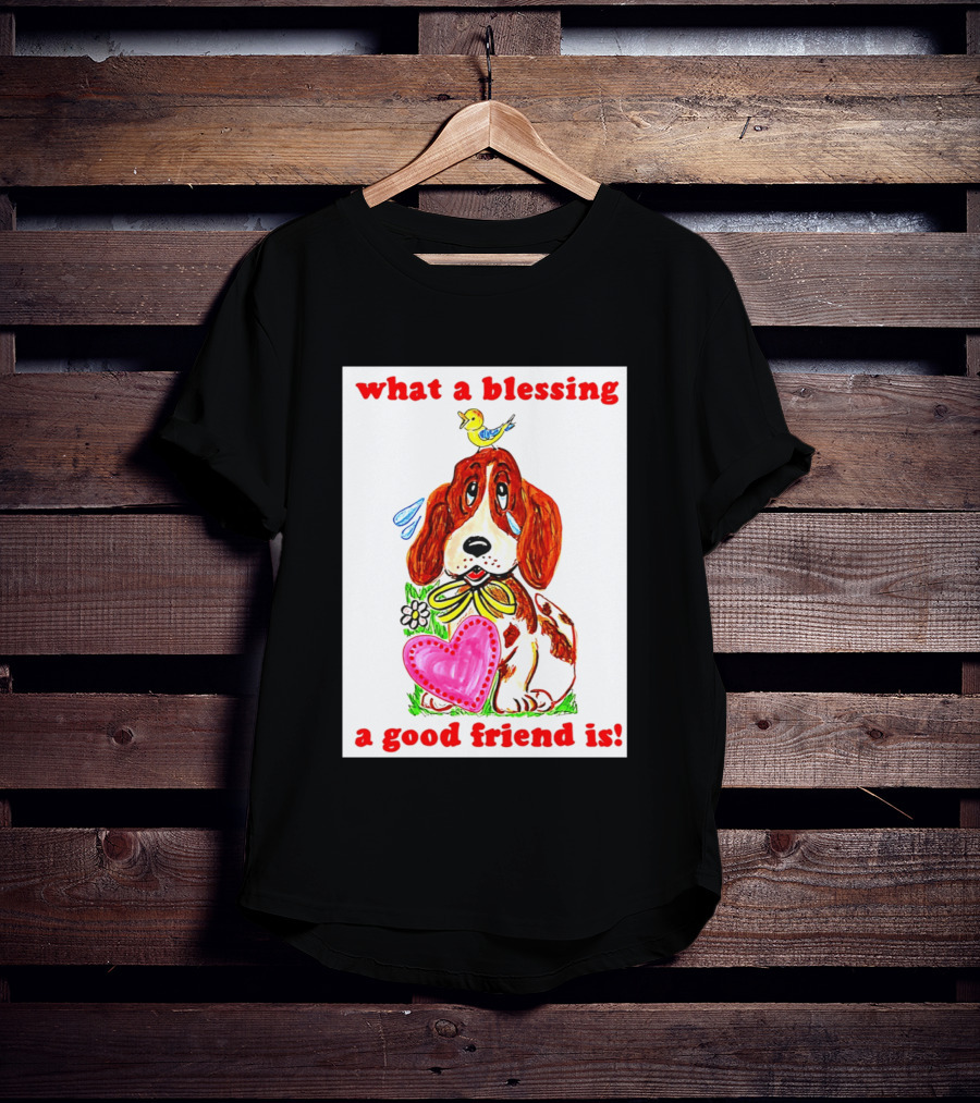 What A Blessing A Good Friend Is Dog And Bird Cartoon T-Shirt