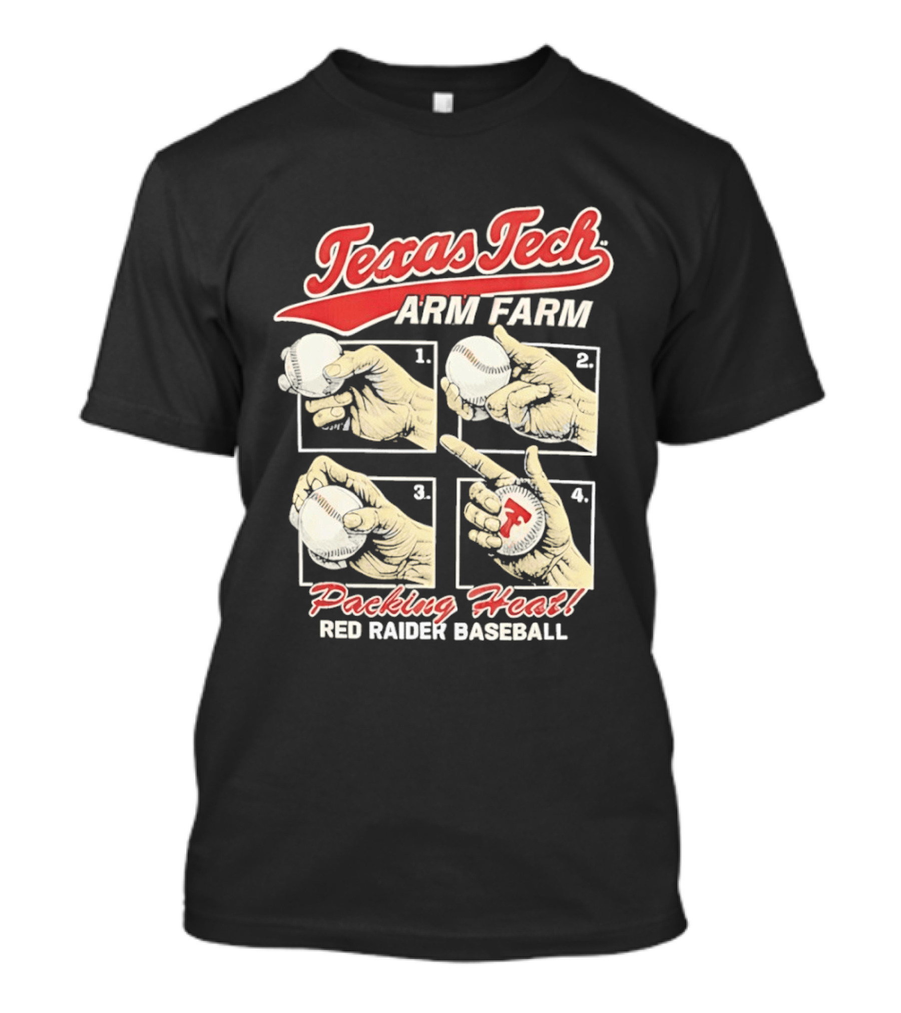Texas Tech Arm Farm Packing Heat Red Raider Baseball T-Shirt