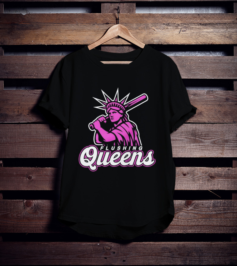 Flushing Queens Statue Of Liberty Baseball Bat Icon Mets T-Shirt