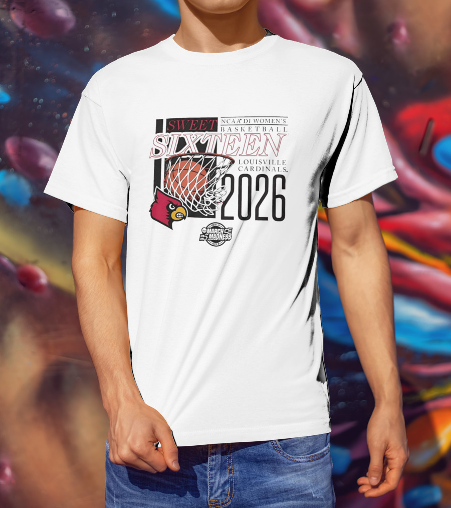 Louisville Cardinals Sweet Sixteen 2026 NCAA D1 Women's Basketball March Madness T-Shirt