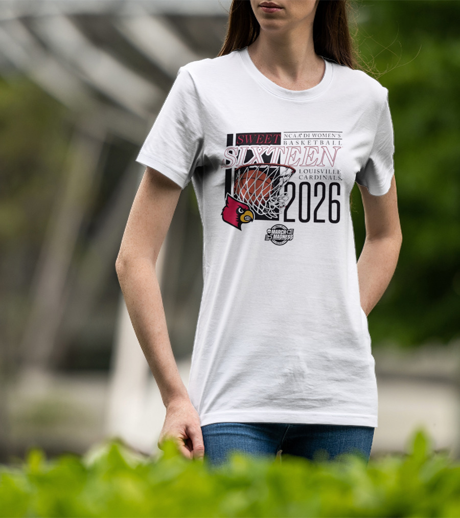 Louisville Cardinals Sweet Sixteen 2026 NCAA D1 Women's Basketball March Madness T-Shirt