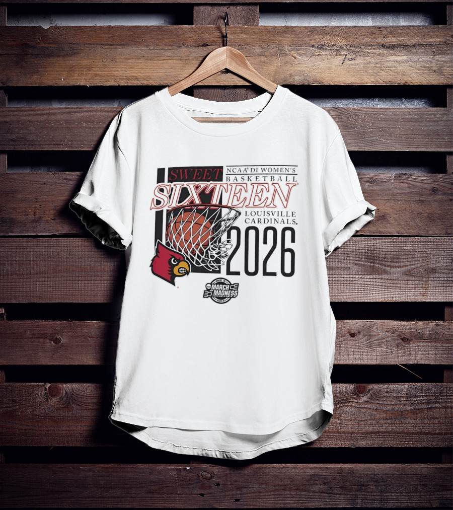 Sweet Sixteen 2026 NCAA DI Women's Basketball Louisville Cardinals College Bounders T-Shirt