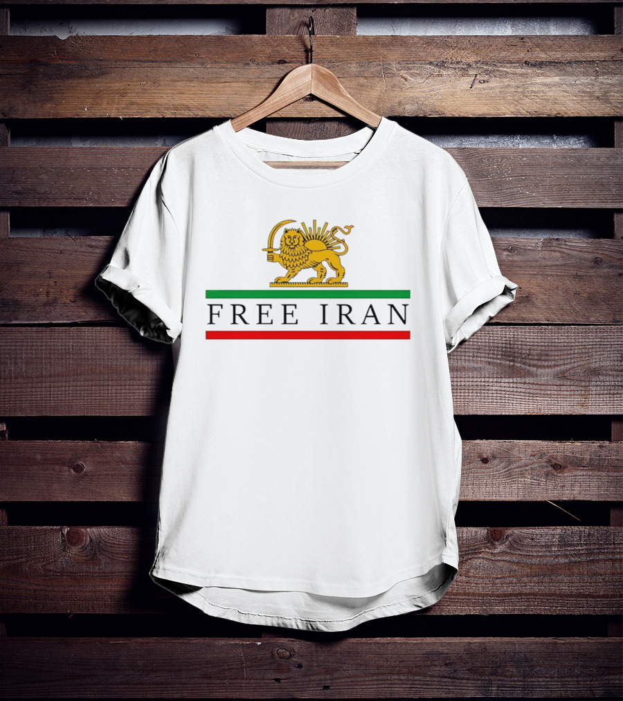 Free Iran Persian Lion And Sun Icon With Green Red Bars T-Shirt