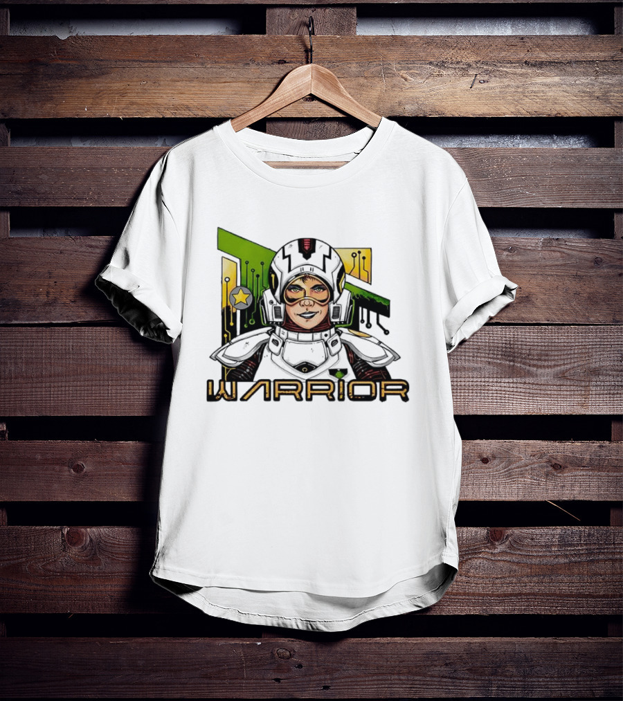 Riza Warrior Sci Fi Cybernetic Soldier With Helmet T-Shirt