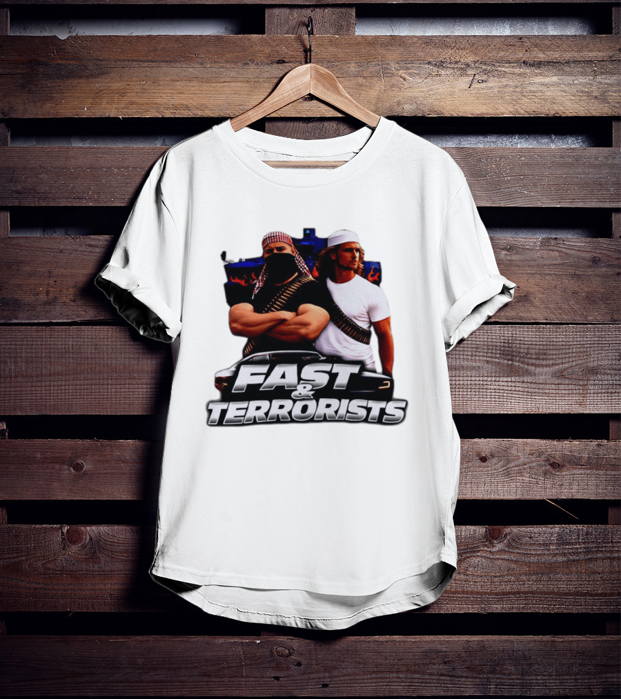 Fast & Terrorists Movie Parody With Muscle Cars And Bandolier T-Shirt