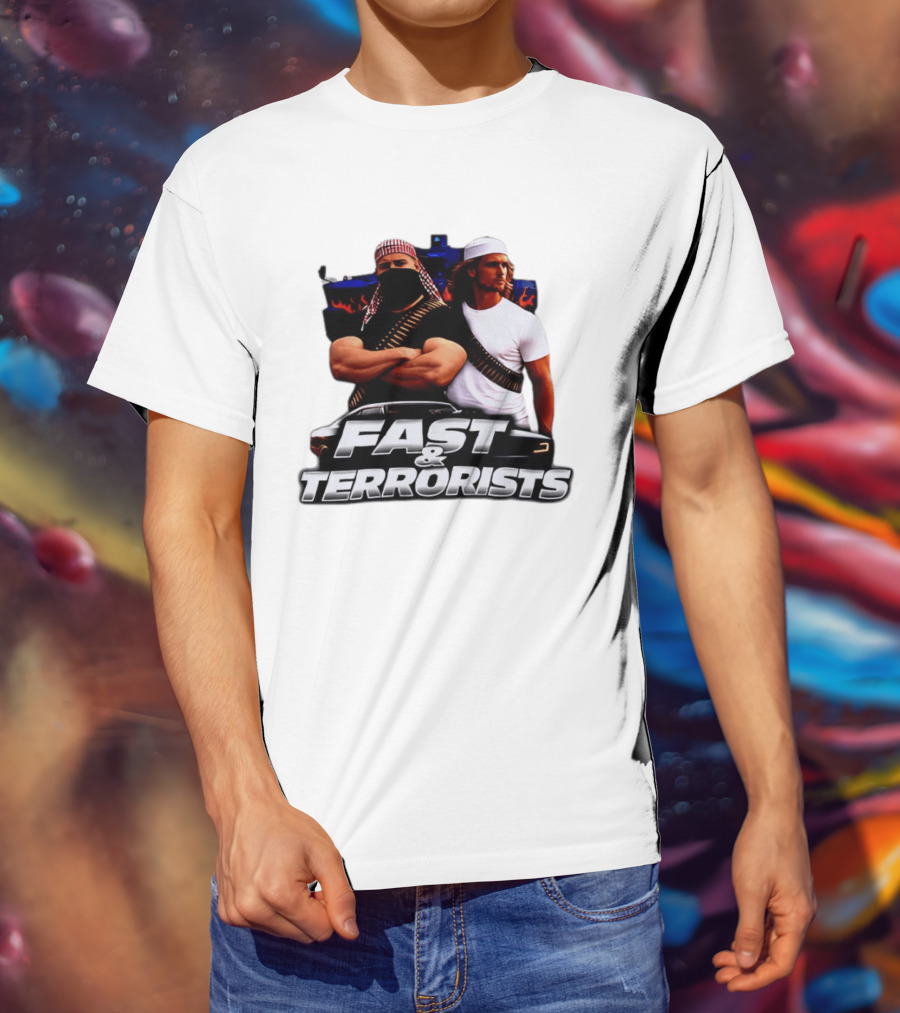 Fast & Terrorists Movie Parody With Muscle Cars And Bandolier T-Shirt