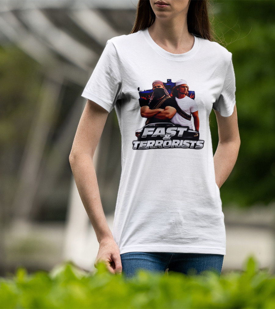 Fast & Terrorists Movie Parody With Muscle Cars And Bandolier T-Shirt