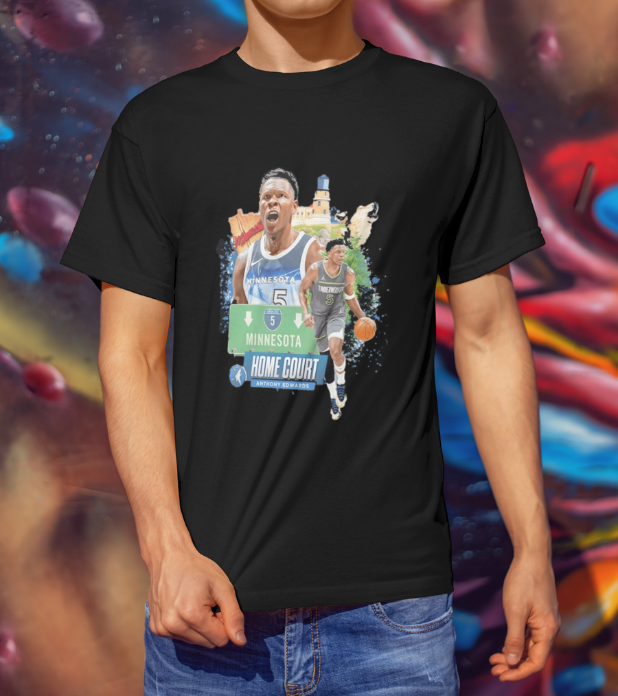 Anthony Edwards Minnesota Timberwolves Home Court Basketball Minneapolis T-Shirt