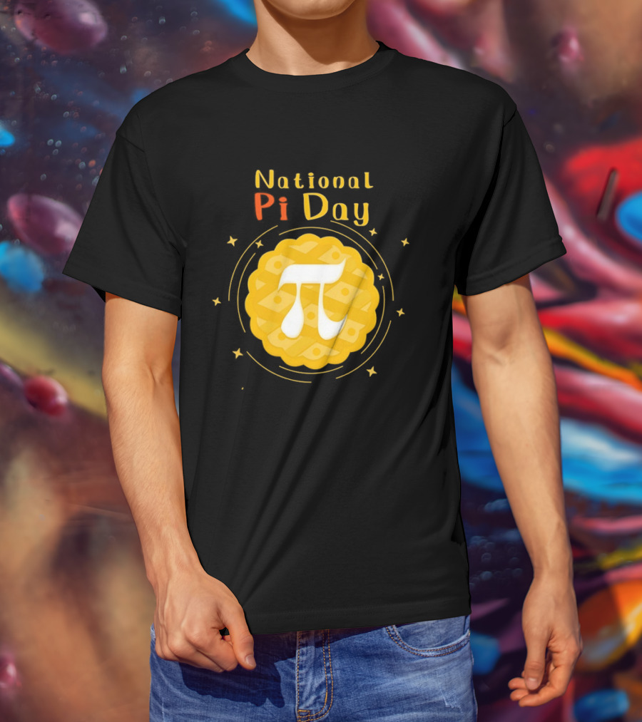 National Pi Day Pie Icon With Stars And Math T-Shirt
