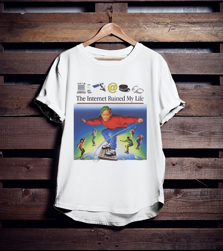 The Internet Ruined My Life 90s Kids On Keyboard Skateboard Adventure T-Shirt