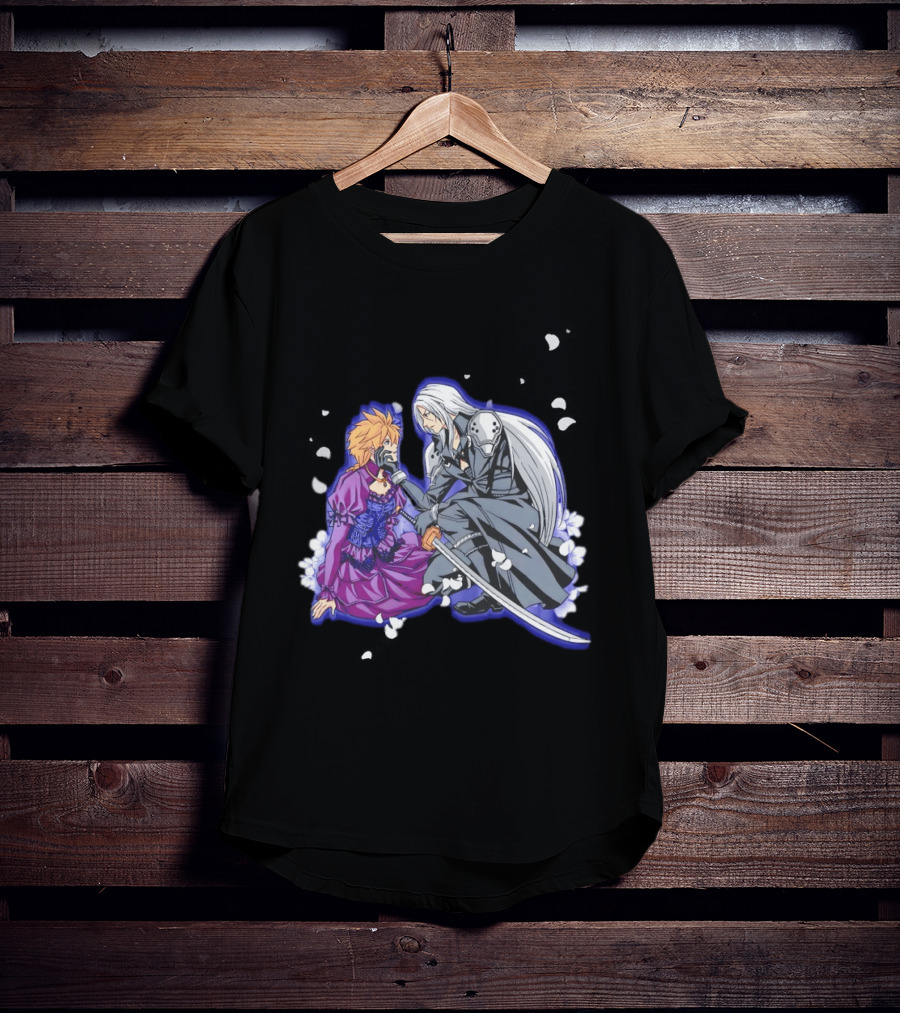 Aerith And Sephiroth Enemy Love Final Fantasy Iconic Characters In Romantic Conflict T-Shirt