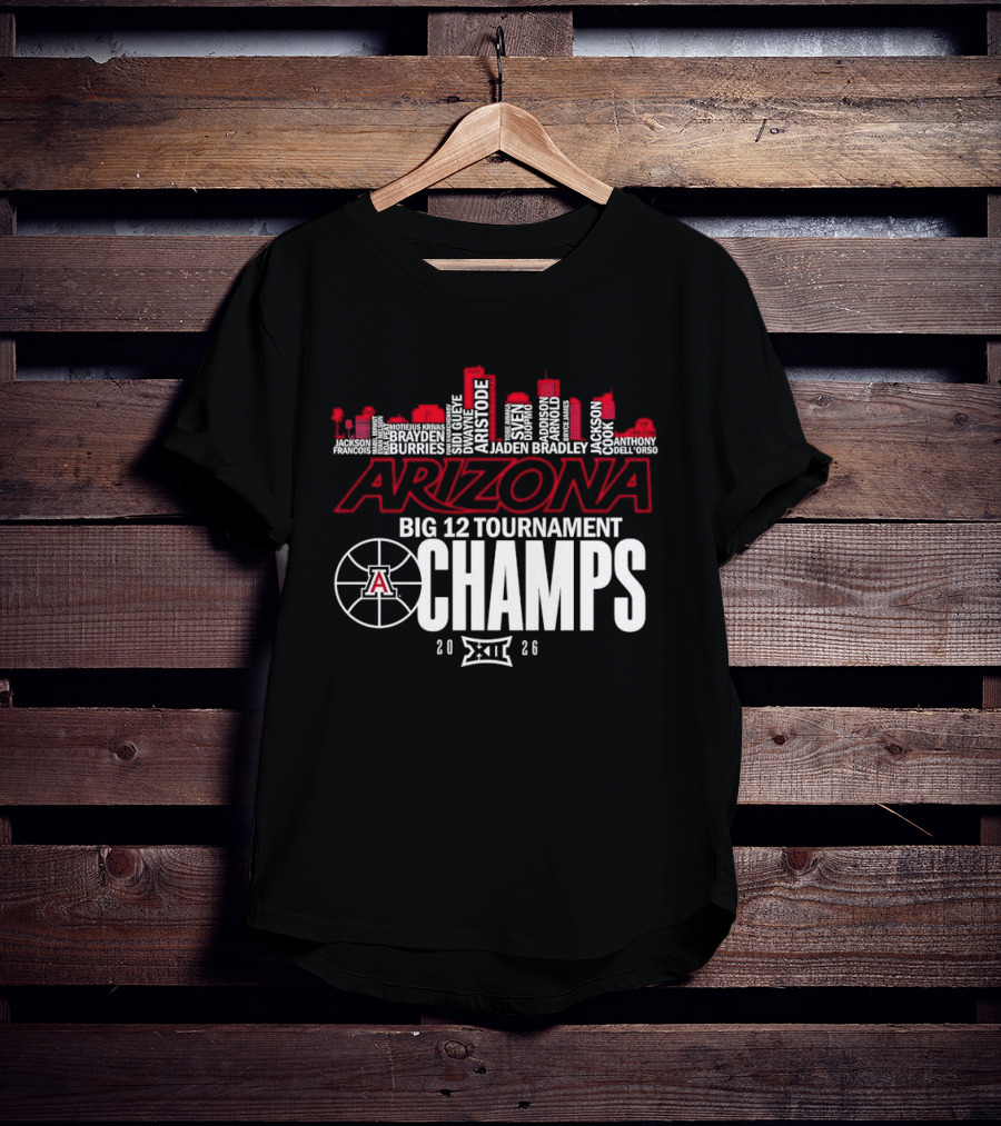 Arizona Wildcats Skyline City Big 12 Tournament Champs 2026 Basketball A T-Shirt