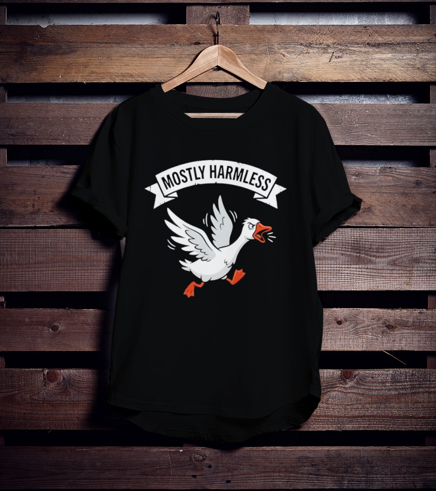 Goose Running And Screaming Mostly Harmless Funny Meme T-Shirt