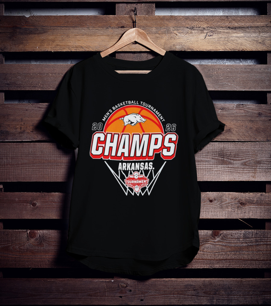 Arkansas Razorbacks Men's Basketball Tournament Champs 2026 Basketball Trophy T-Shirt