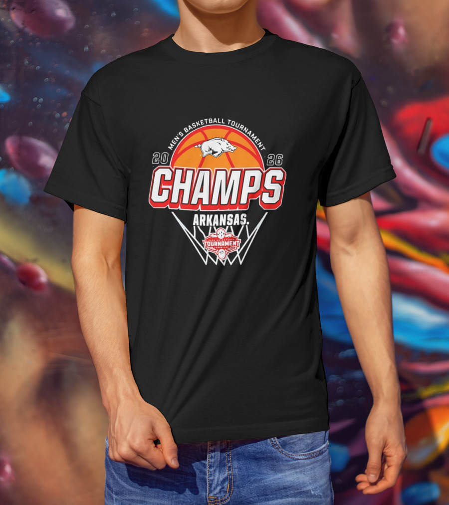 Arkansas Razorbacks Men's Basketball Tournament Champs 2026 Basketball Trophy T-Shirt