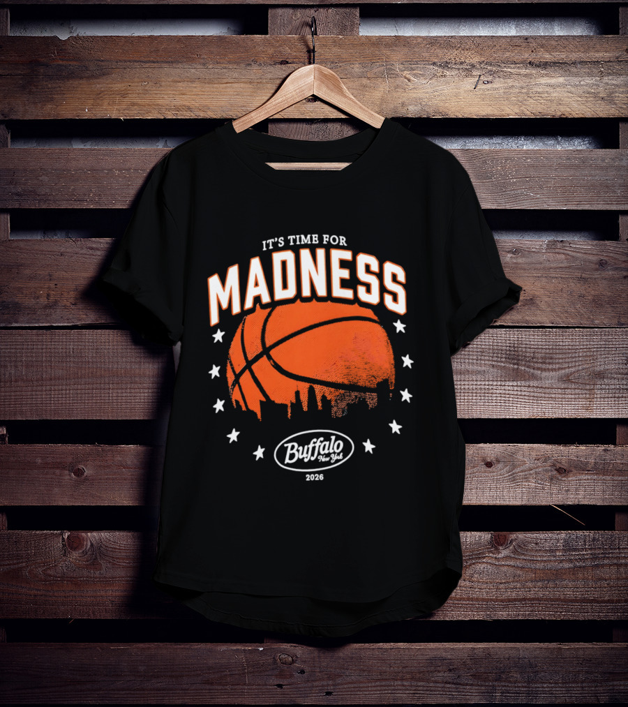 It's Time For Madness 2023 Buffalo NY Basketball Stars Skyline T-Shirt