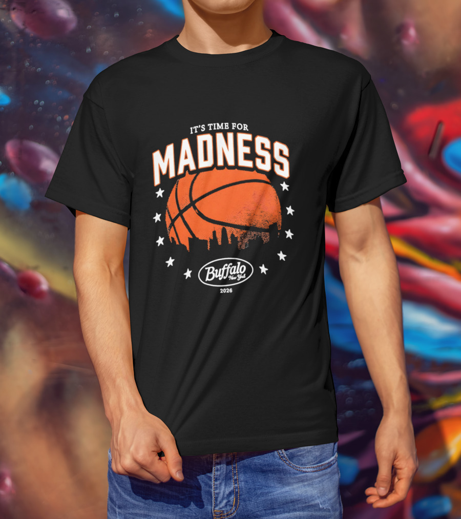 It's Time For Madness 2023 Buffalo NY Basketball Stars Skyline T-Shirt
