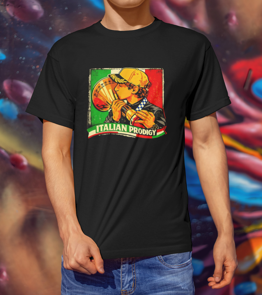 Italy Player Kissing Trophy Italian Prodigy Flag T-Shirt
