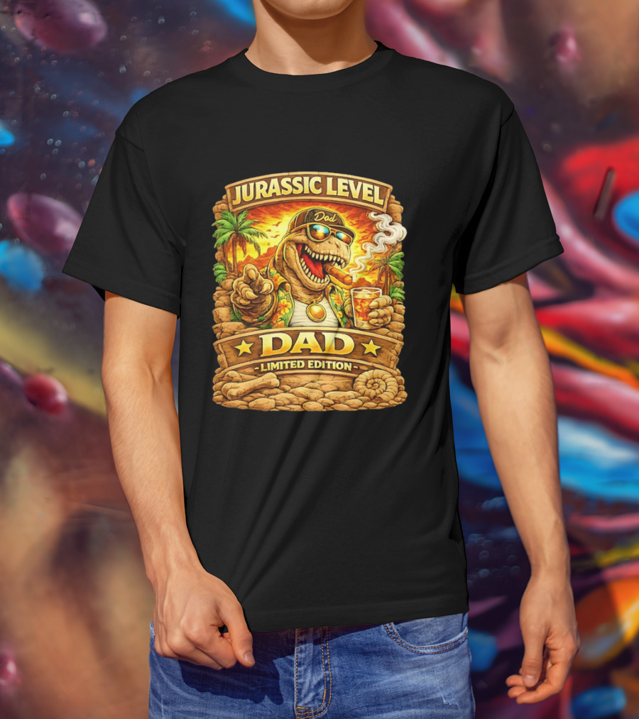 Jurassic Level Dad Dinosaurs Sunglasses Cigar Limited Edition T-Shirt