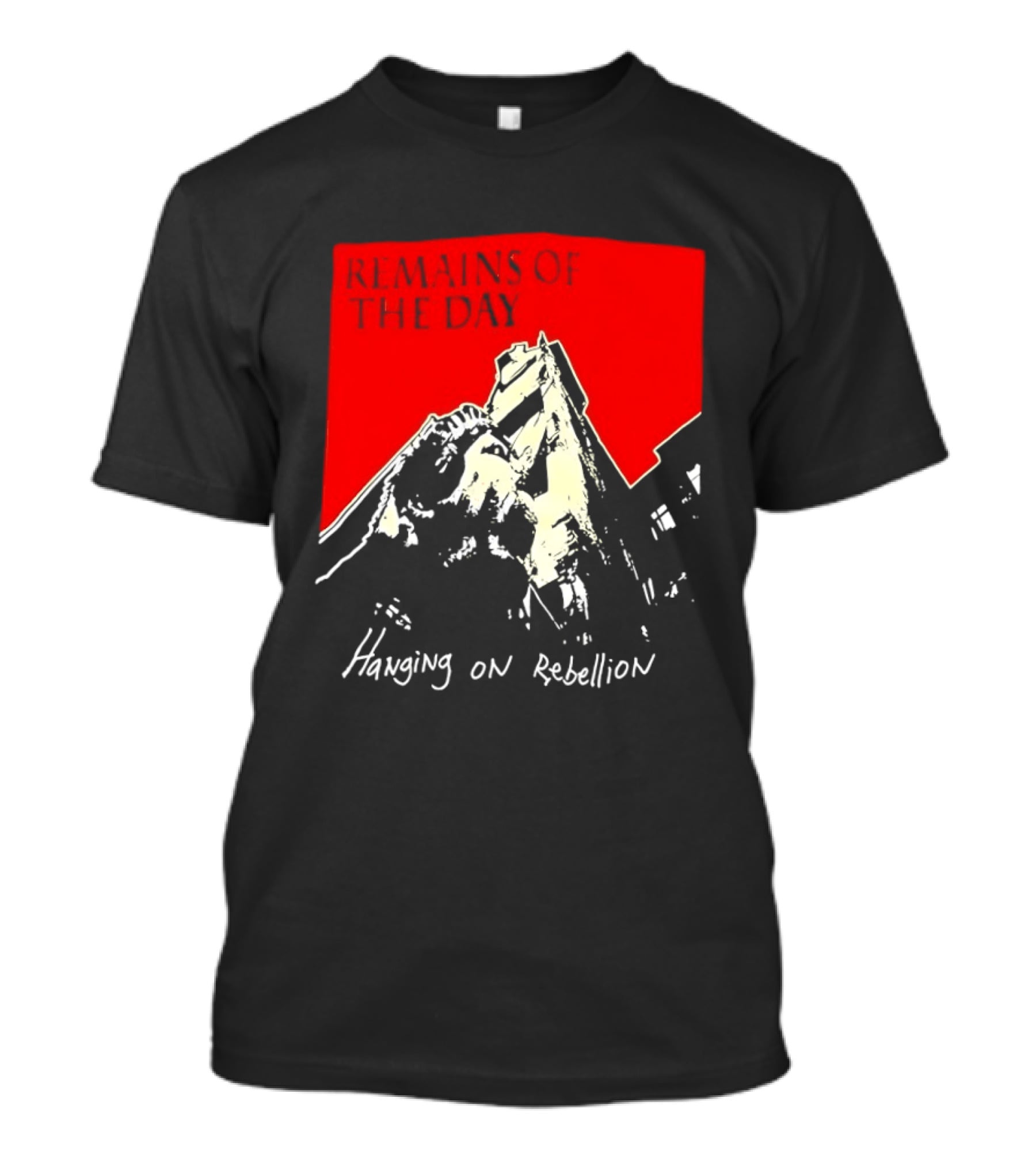 Remains Of The Day Hanging On Rebellion Urban Building Red T-Shirt