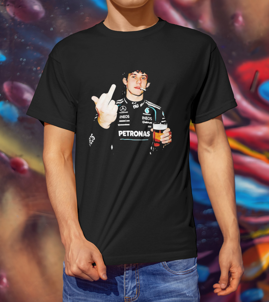 Kimi Antonelli F1 Petronas Mercedes Smoking Beer Middle Finger T-Shirt