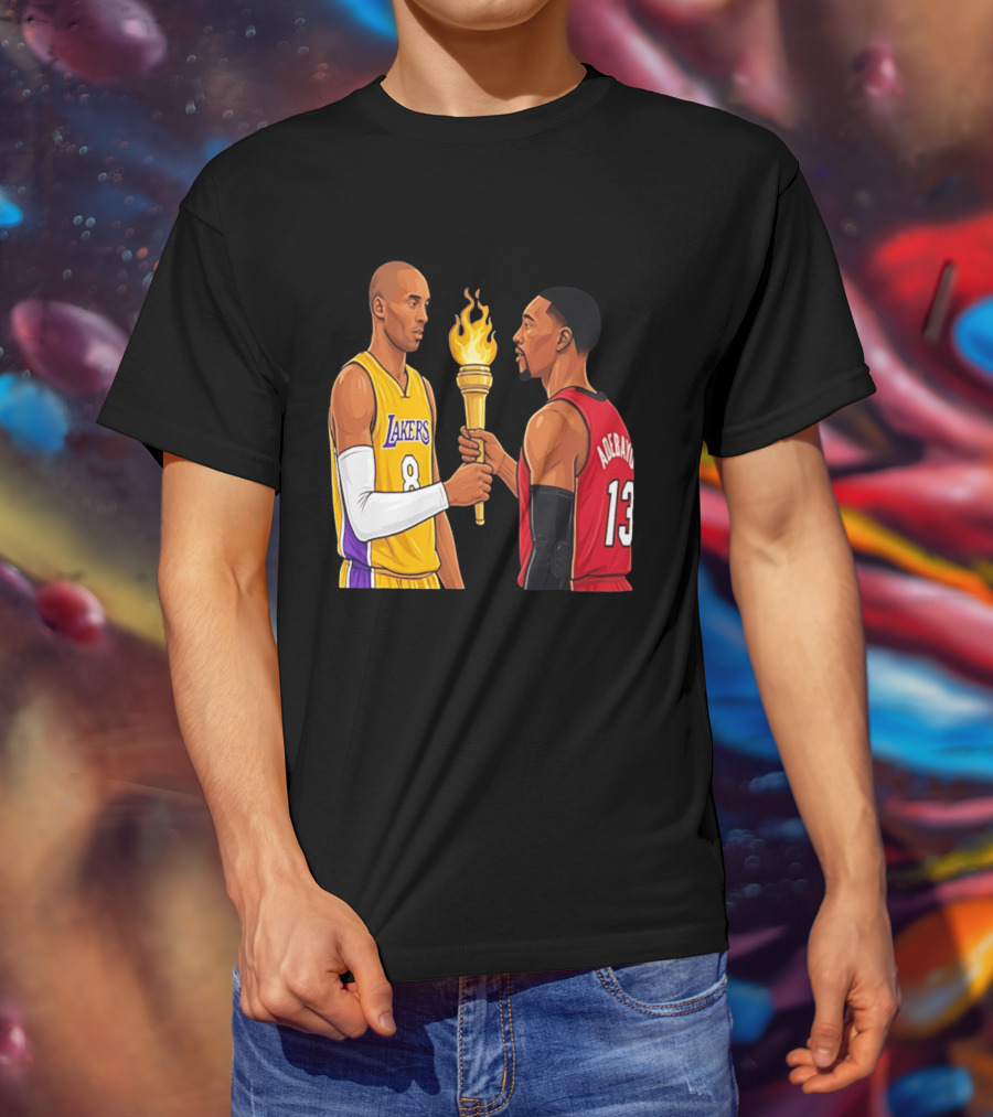 Kobe Lakers Number 8 Passing Torch To Adebayo Number 13 Basketball Moment T-Shirt