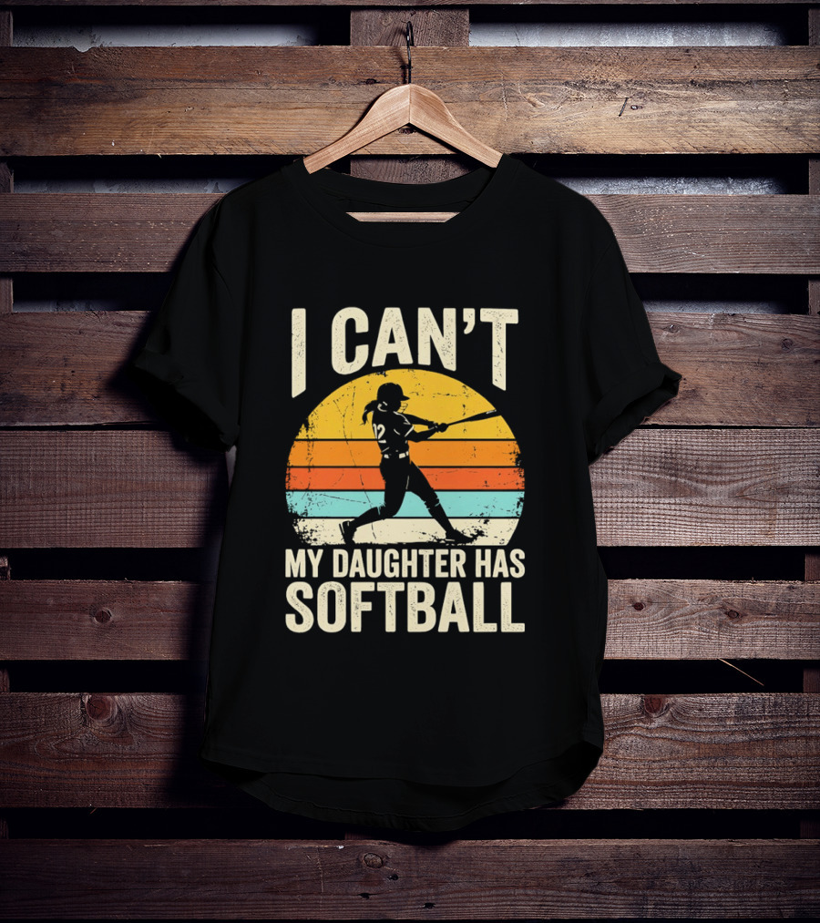 Softball Player 12 I Can't My Daughter Has Softball Sunset T-Shirt