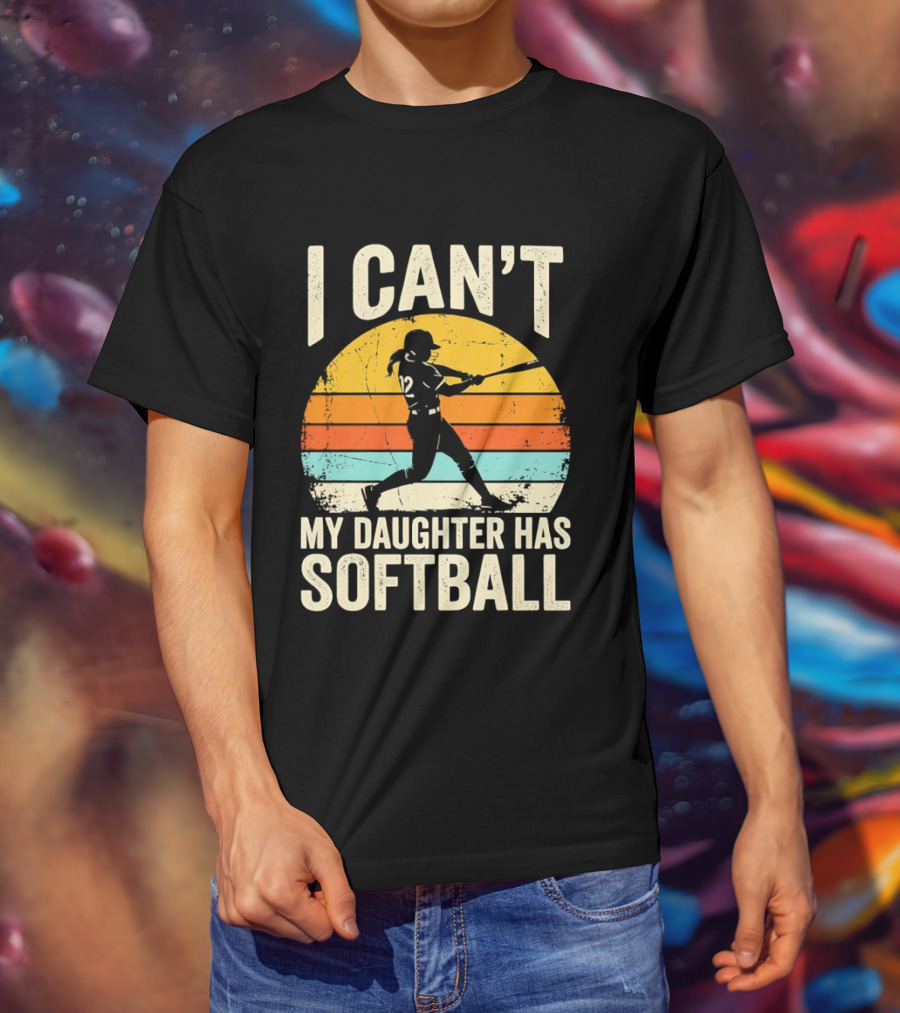 Softball Player 12 I Can't My Daughter Has Softball Sunset T-Shirt