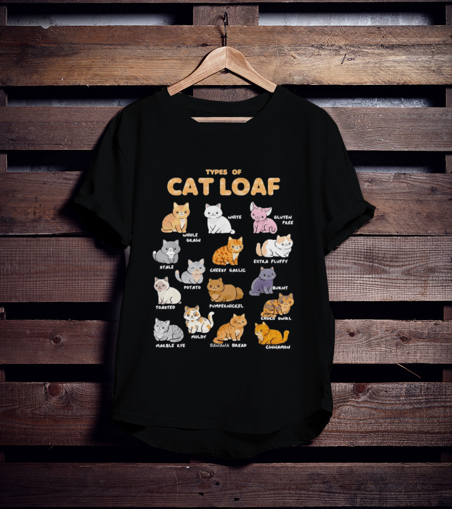 Types Of Cat Loaf Illustrated Cute Feline Varieties T-Shirt