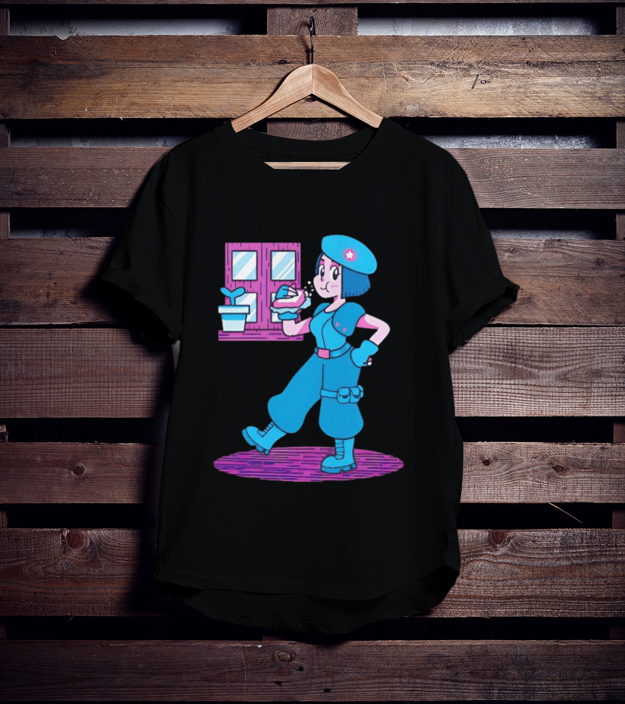 Cartoon Zombie Fighter Holding Plant And Spray T-Shirt